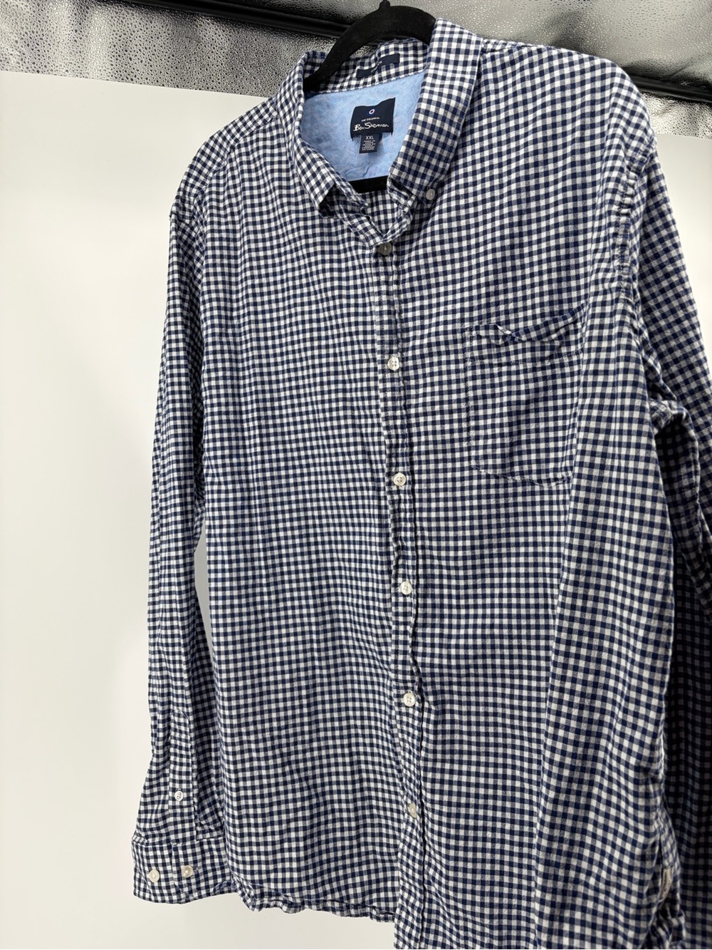 Ben Sherman Navy and White Gingham Button-Down Shirt